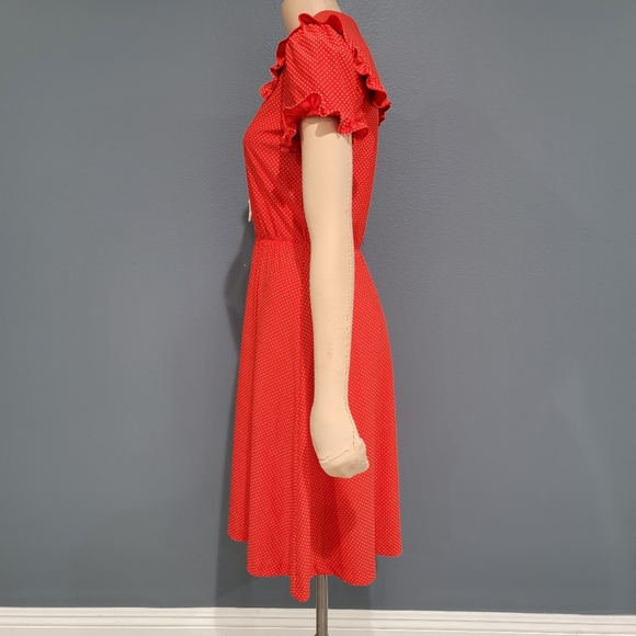 Vintage QR2 mini polka dot ruffled dress S - Picture 5 of 8